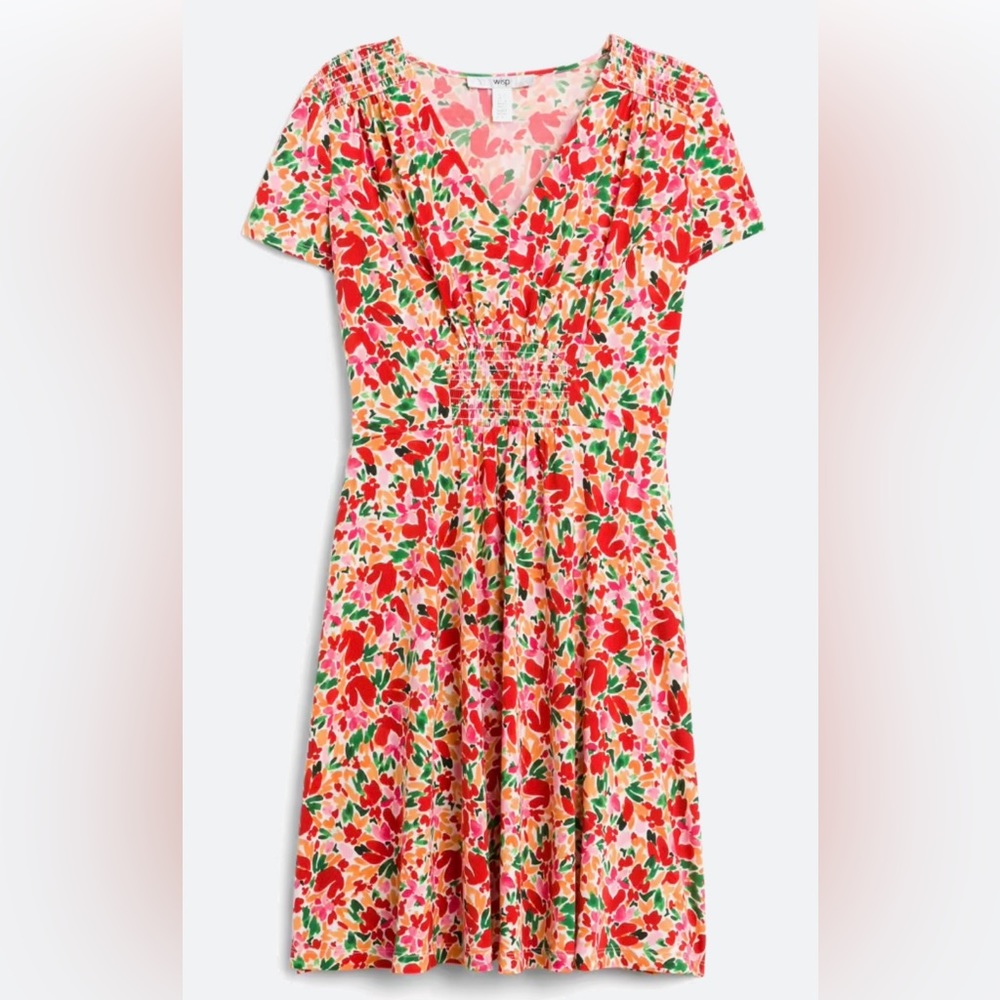Floral dress with shoulder and front details